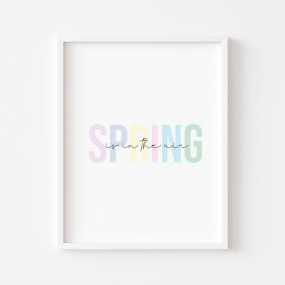 Spring print Spring is in the air pastel block colour unframed wall art poster print