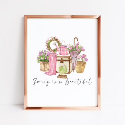 Spring is so beautiful pretty pink floral spring time accessories home seasonal unframed wall art poster print