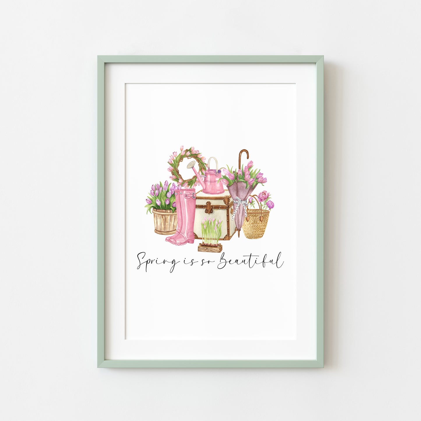Spring is so beautiful pretty pink floral spring time accessories home seasonal unframed wall art poster print