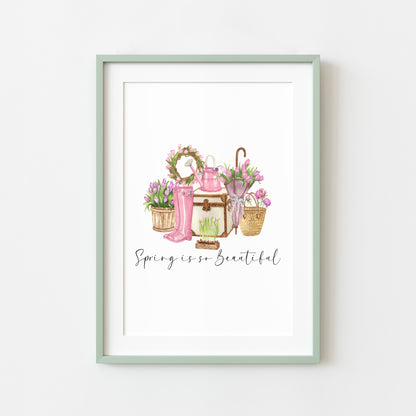 Spring is so beautiful pretty pink floral spring time accessories home seasonal unframed wall art poster print
