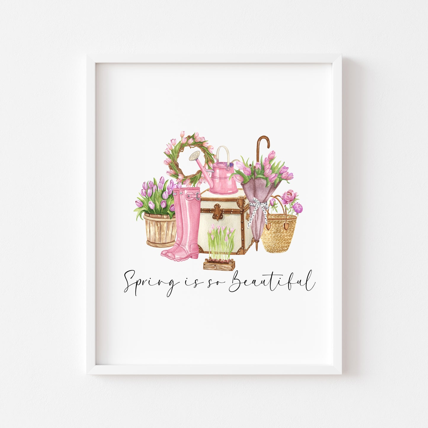 Spring is so beautiful pretty pink floral spring time accessories home seasonal unframed wall art poster print