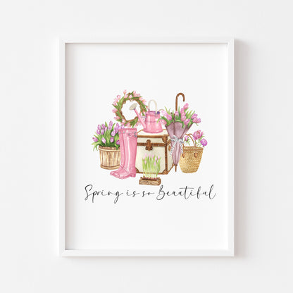 Spring is so beautiful pretty pink floral spring time accessories home seasonal unframed wall art poster print