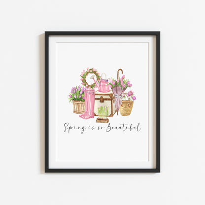 Spring is so beautiful pretty pink floral spring time accessories home seasonal unframed wall art poster print