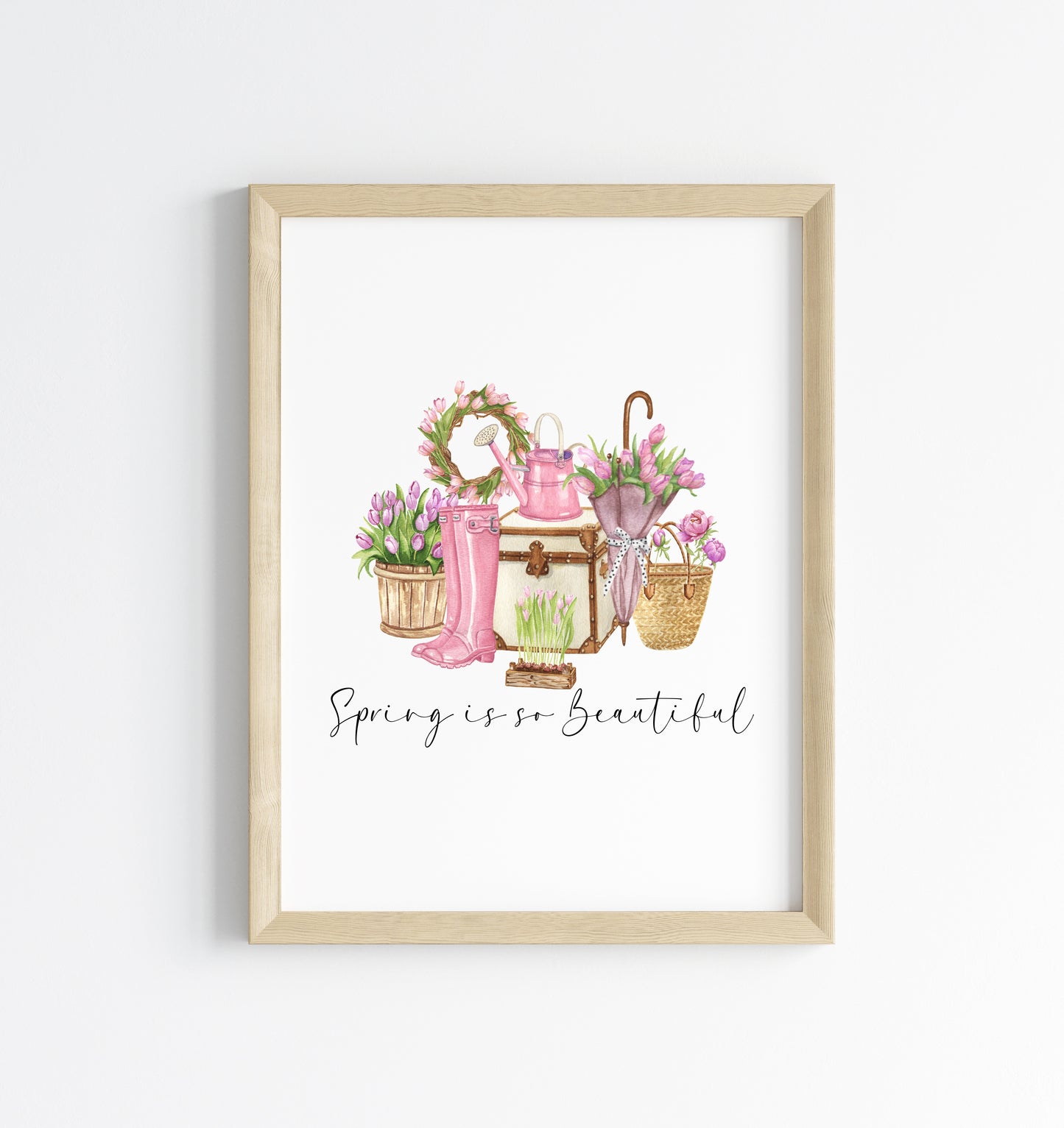 Spring is so beautiful pretty pink floral spring time accessories home seasonal unframed wall art poster print