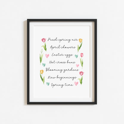 Spring Easter Print Seasonal favourites floral tulips unframed wall art poster