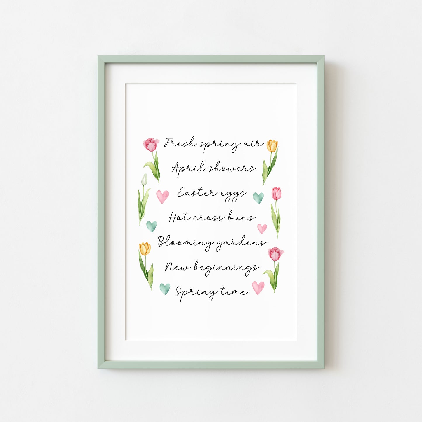 Spring Easter Print Seasonal favourites floral tulips unframed wall art poster