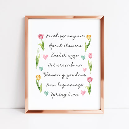 Spring Easter Print Seasonal favourites floral tulips unframed wall art poster