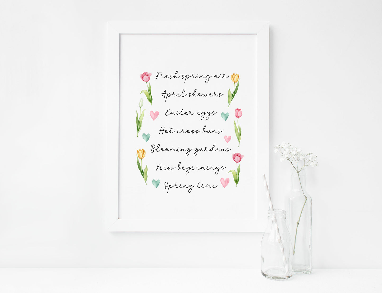 Spring Easter Print Seasonal favourites floral tulips unframed wall art poster