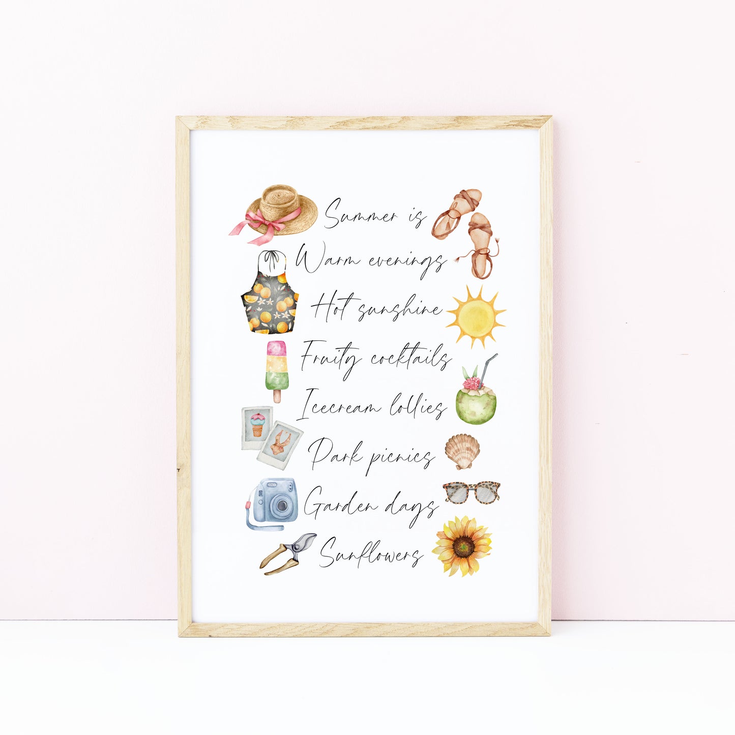 Summer print, watercolour seasonal home Wall Art (unframed)