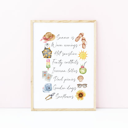 Summer print, watercolour seasonal home Wall Art (unframed)