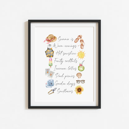 Summer print, watercolour seasonal home Wall Art (unframed)