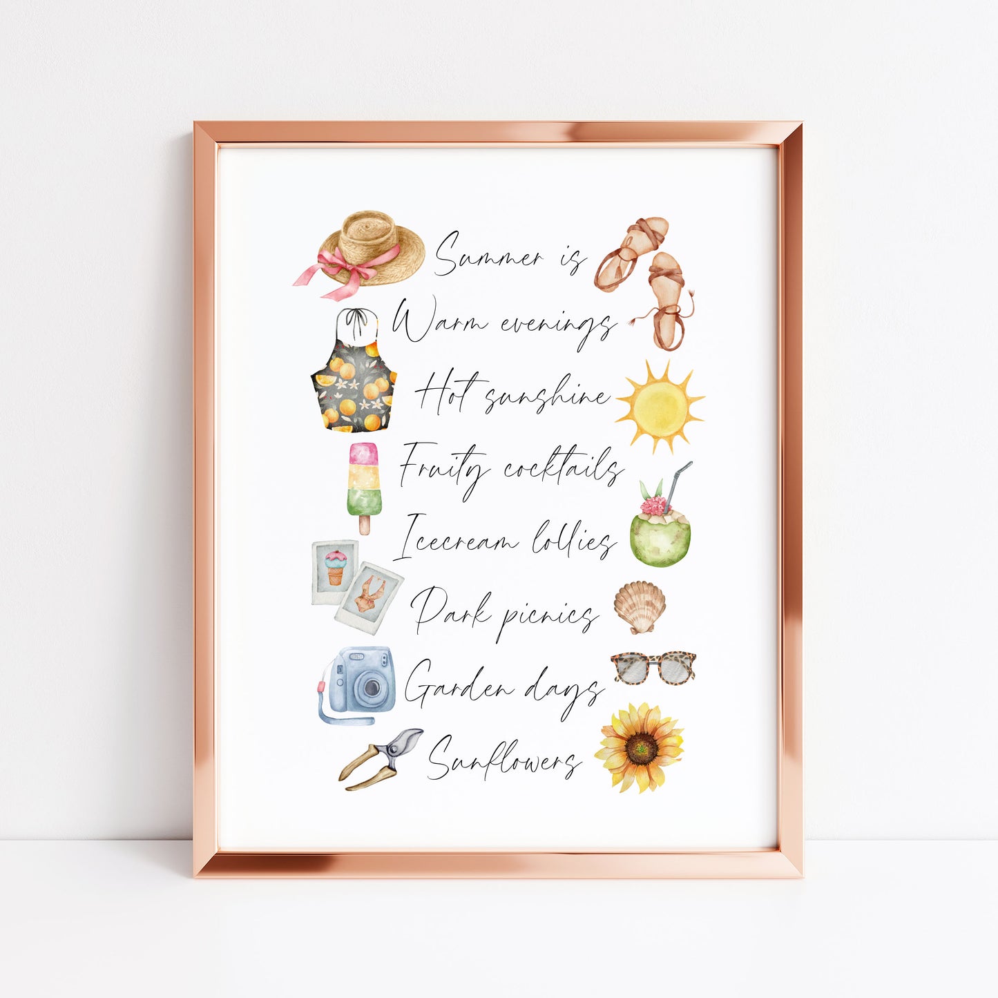 Summer print, watercolour seasonal home Wall Art (unframed)