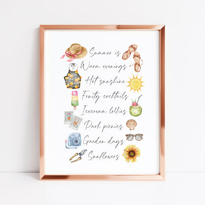Summer print, watercolour seasonal home Wall Art (unframed)