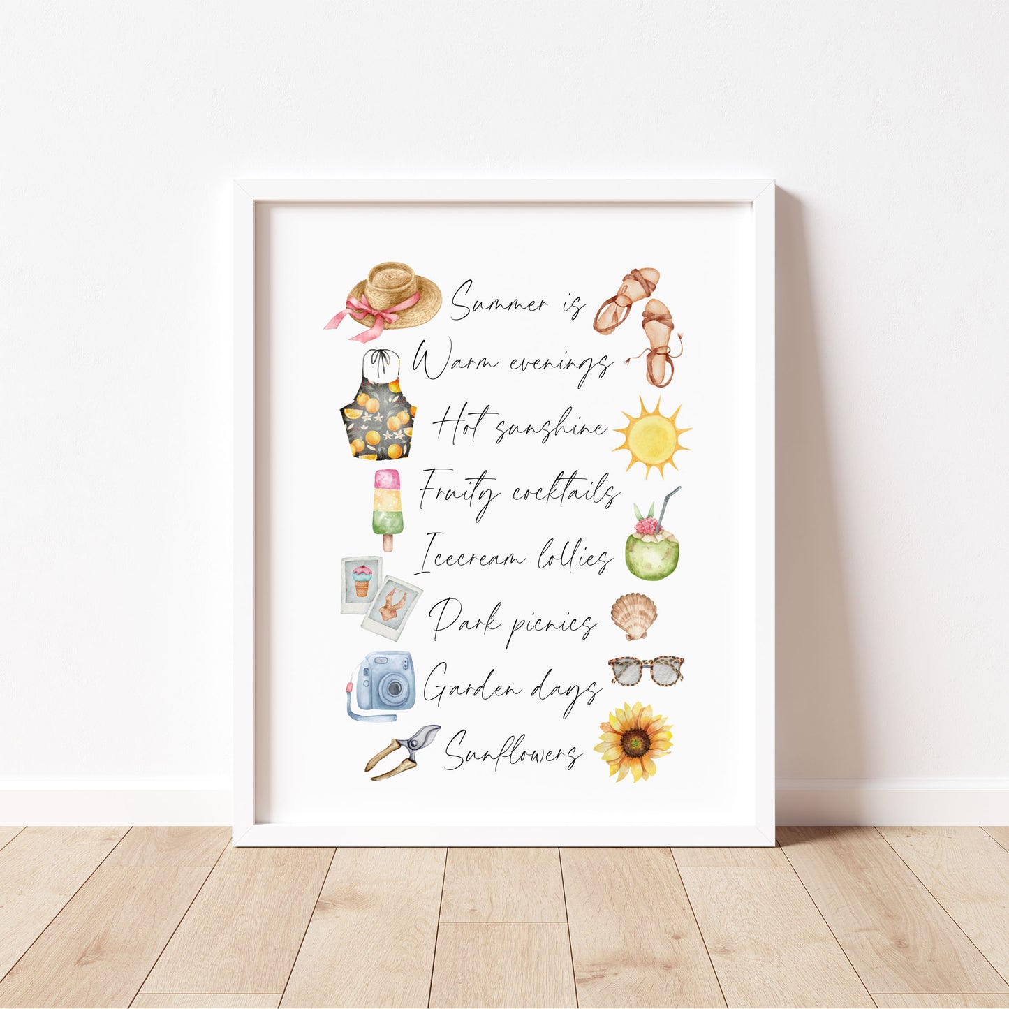Summer print, watercolour seasonal home Wall Art (unframed)