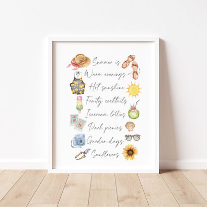 Summer print, watercolour seasonal home Wall Art (unframed)
