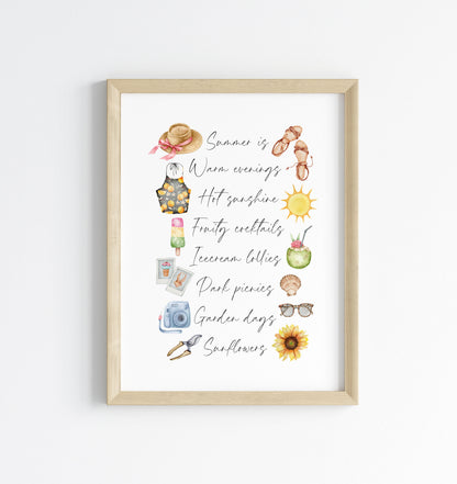 Summer print, watercolour seasonal home Wall Art (unframed)