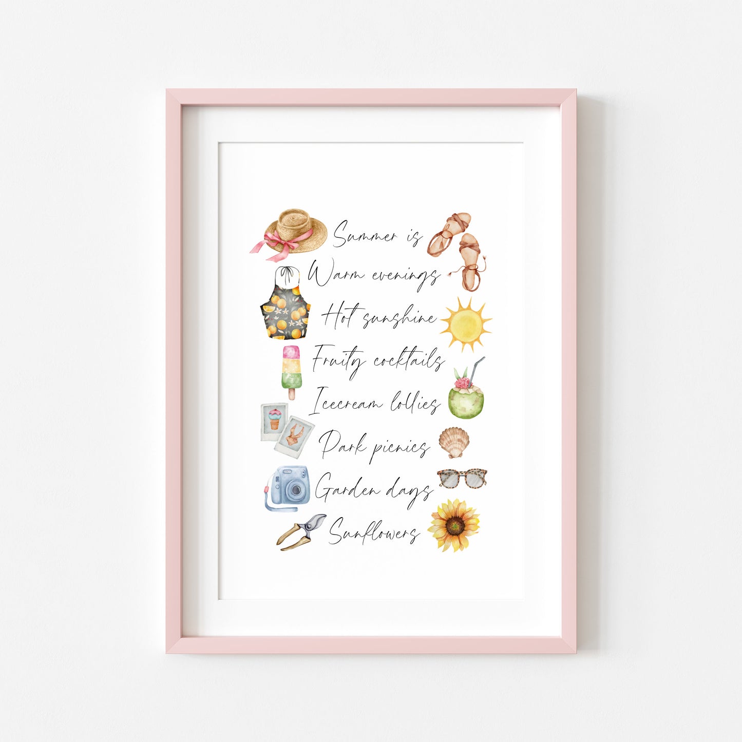 Summer print, watercolour seasonal home Wall Art (unframed)