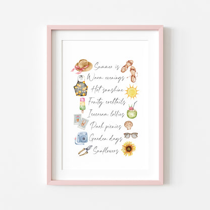 Summer print, watercolour seasonal home Wall Art (unframed)