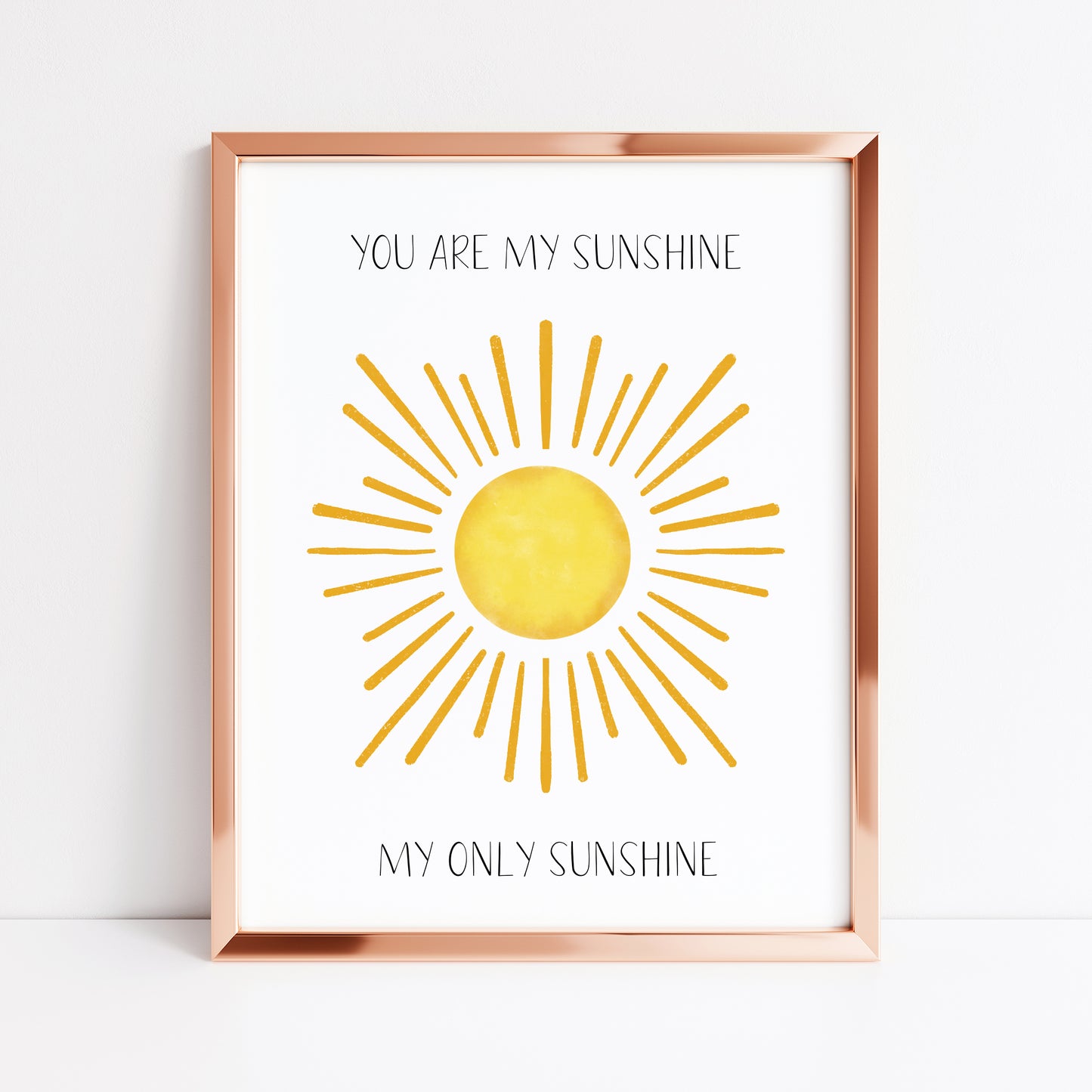 You are my sunshine, my only sunshine watercolour sunshine illustration nursery bedroom unframed wall art poster print