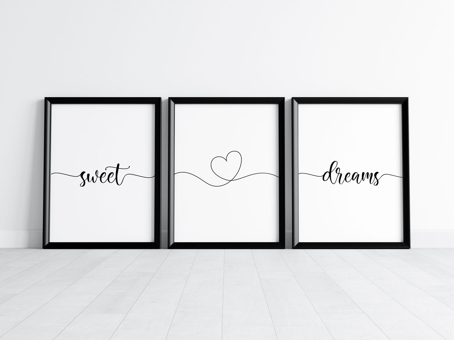 Bedroom prints, sweet dreams heart set of 3 home bedroom wall art (unframed)
