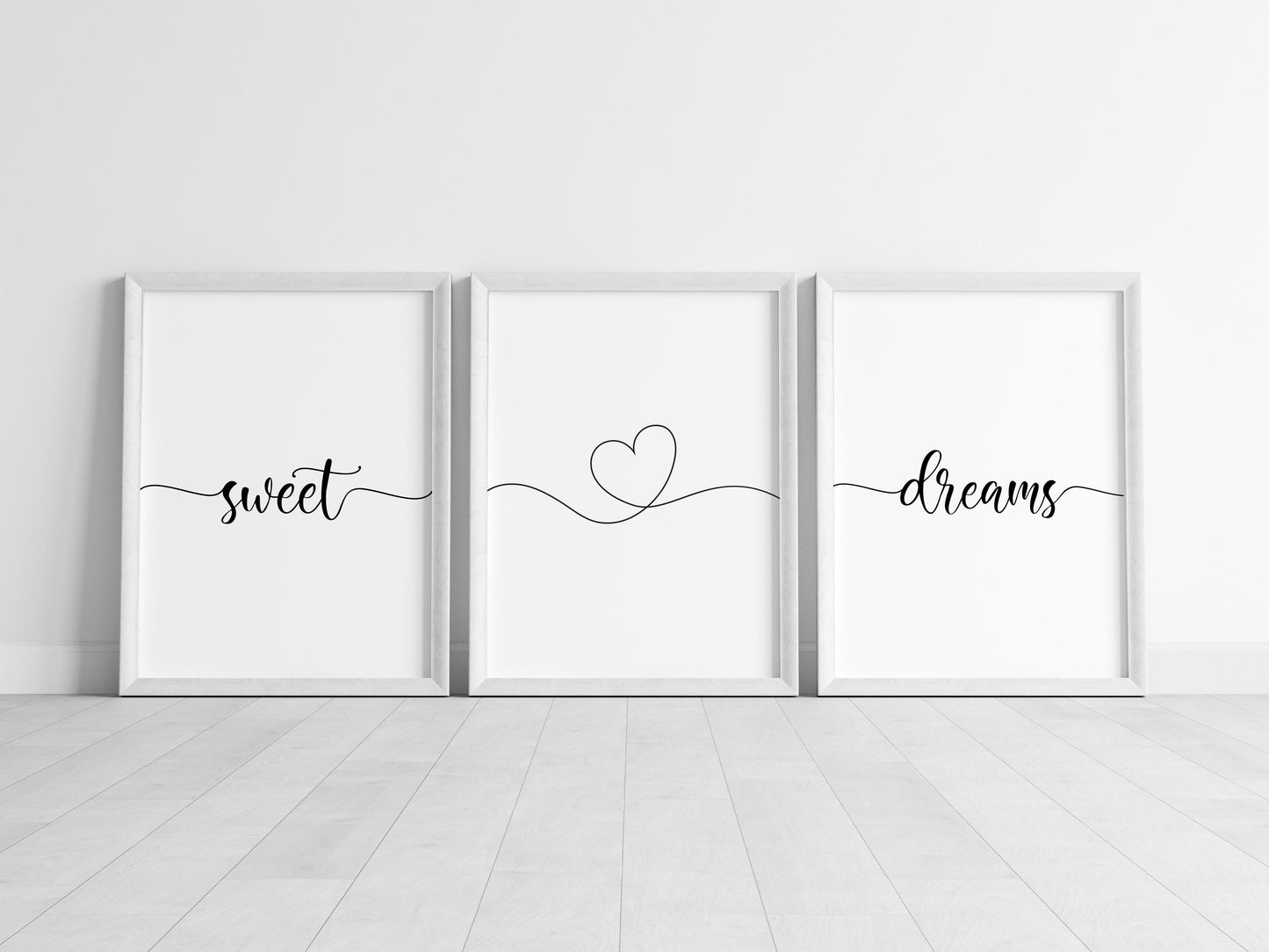 Bedroom prints, sweet dreams heart set of 3 home bedroom wall art (unframed)