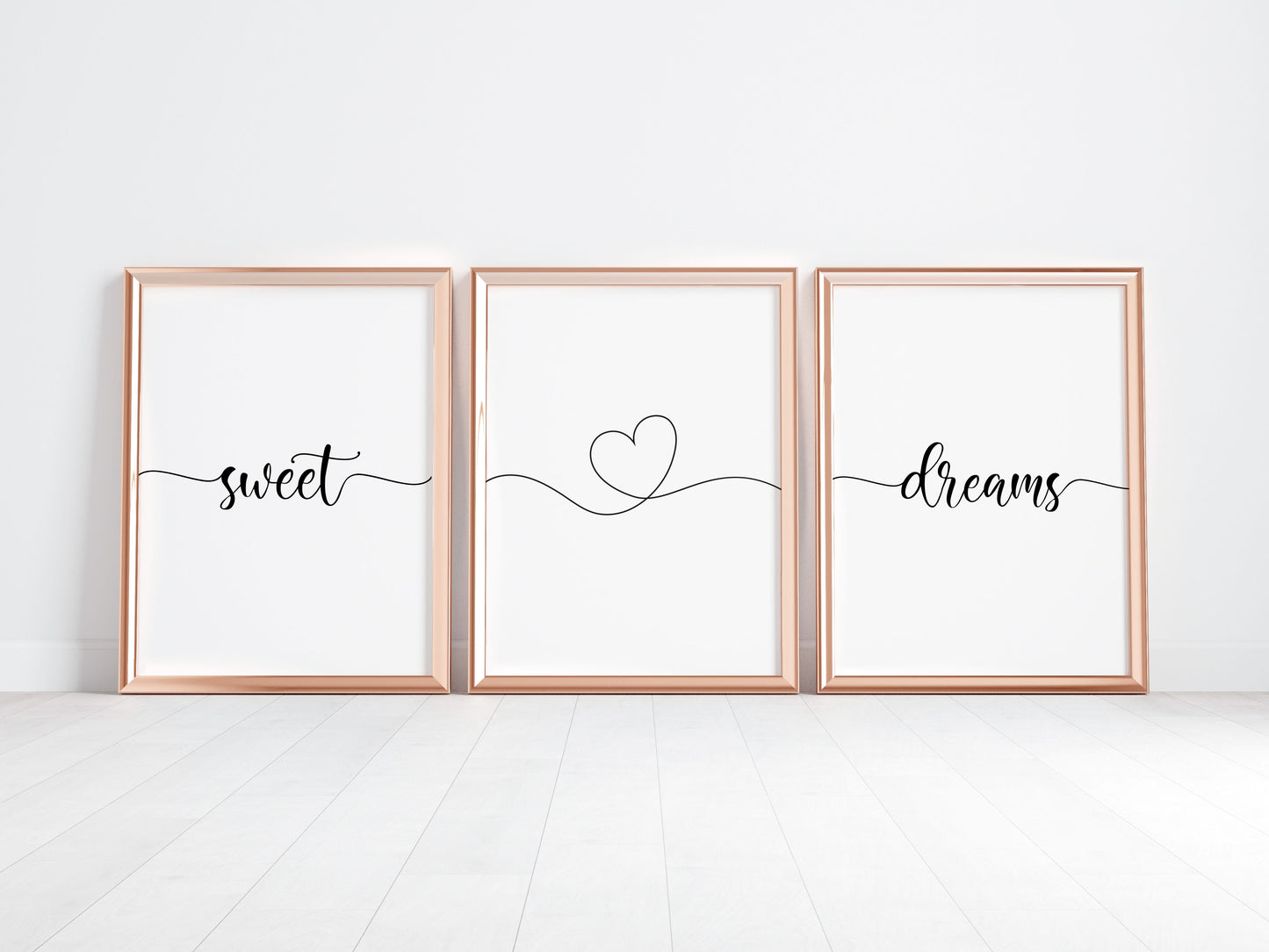 Bedroom prints, sweet dreams heart set of 3 home bedroom wall art (unframed)
