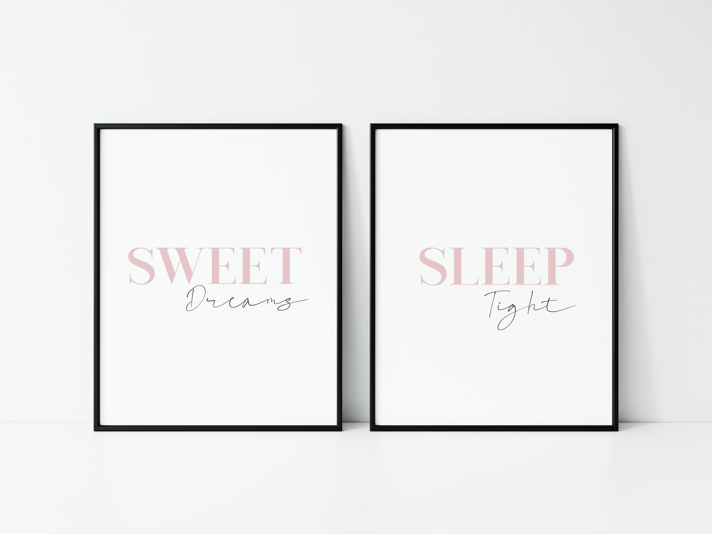 Sweet dreams sleep tight pink mauve set of 2 bedroom home unframed wall art poster prints