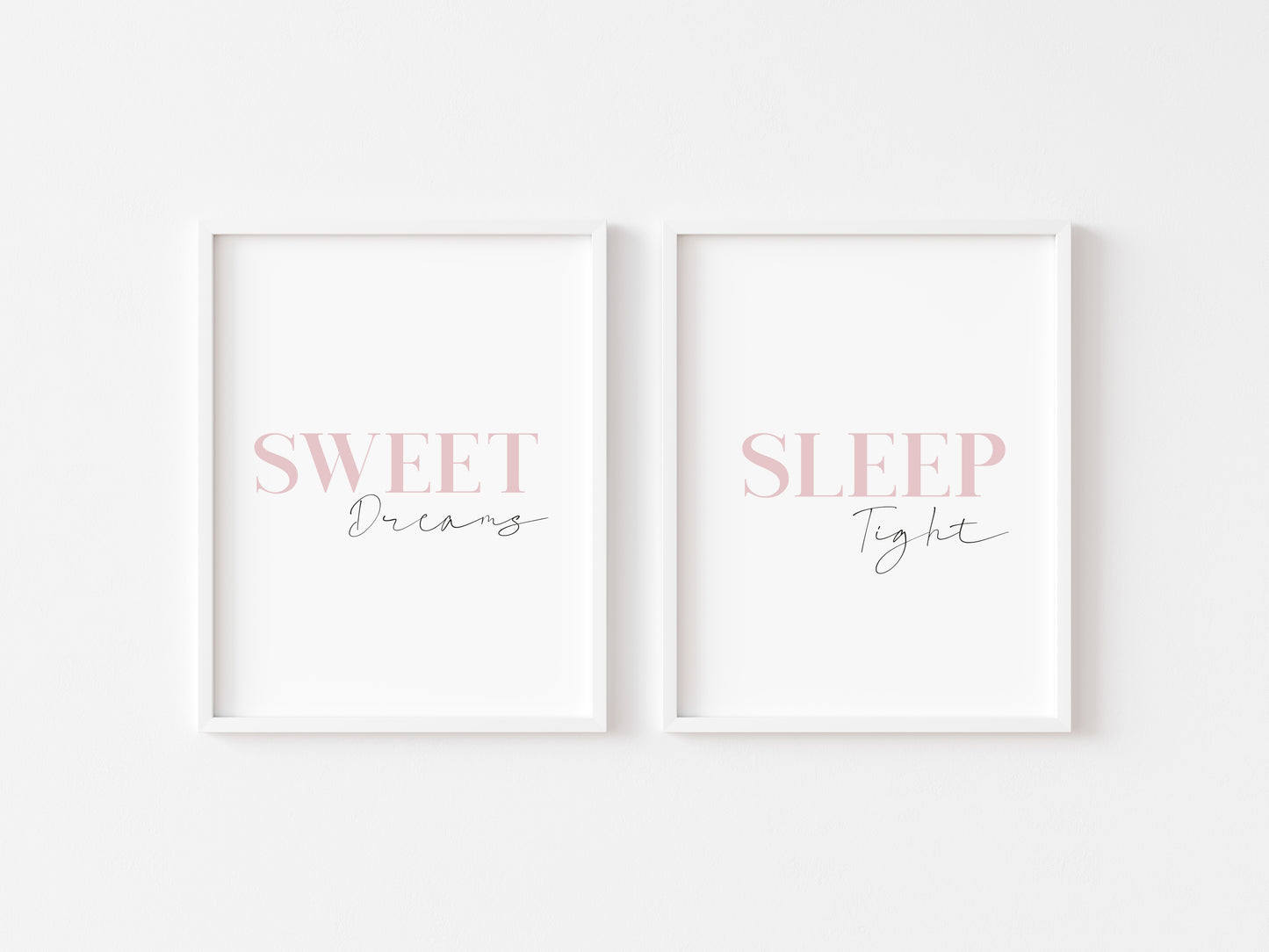Sweet dreams sleep tight pink mauve set of 2 bedroom home unframed wall art poster prints