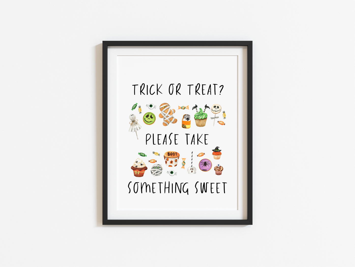 Trick or treat please take something sweet halloween spooky seasonal watercolour unframed wall art poster print