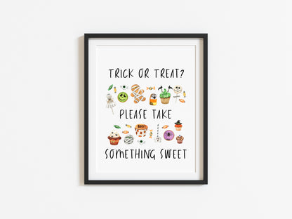 Trick or treat please take something sweet halloween spooky seasonal watercolour unframed wall art poster print