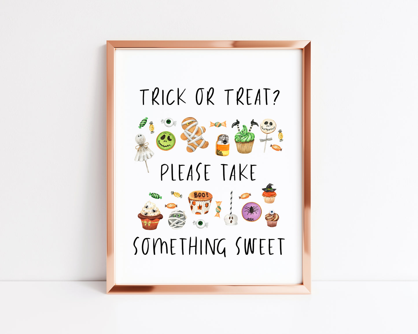 Trick or treat please take something sweet halloween spooky seasonal watercolour unframed wall art poster print