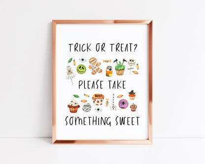 Trick or treat please take something sweet halloween spooky seasonal watercolour unframed wall art poster print
