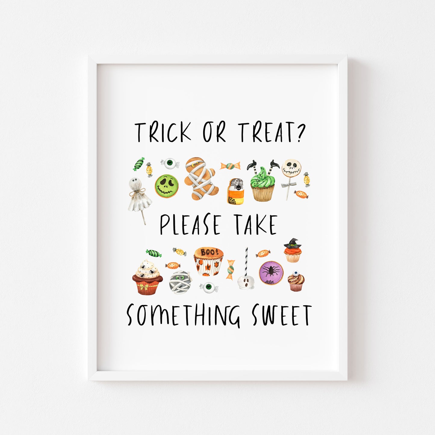 Trick or treat please take something sweet halloween spooky seasonal watercolour unframed wall art poster print