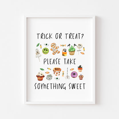 Trick or treat please take something sweet halloween spooky seasonal watercolour unframed wall art poster print