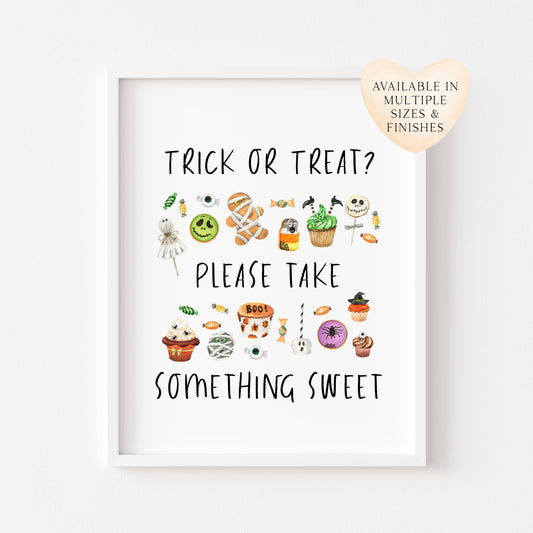 Trick or treat please take something sweet halloween spooky seasonal watercolour unframed wall art poster print