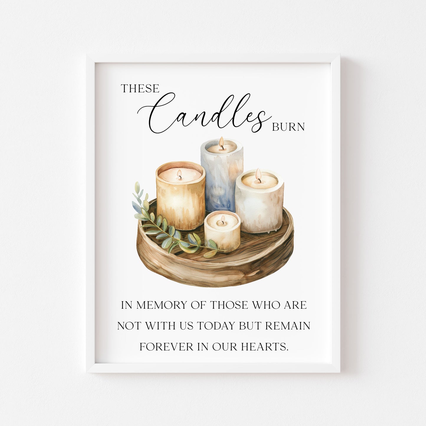 Wedding memorial candles print, In loving memory unframed wall art poster