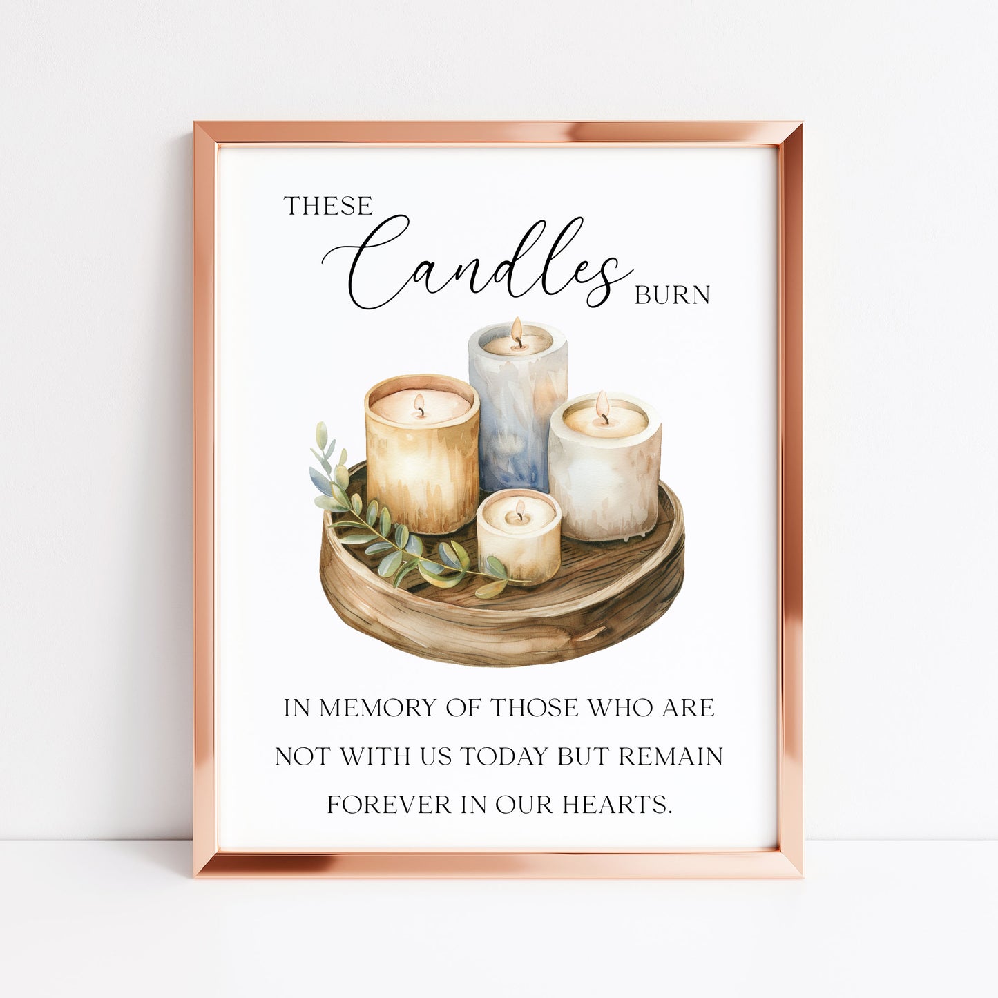 Wedding memorial candles print, In loving memory unframed wall art poster