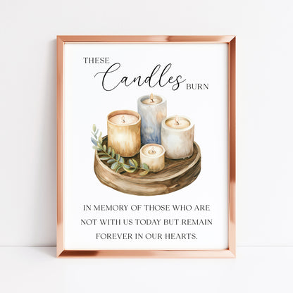 Wedding memorial candles print, In loving memory unframed wall art poster