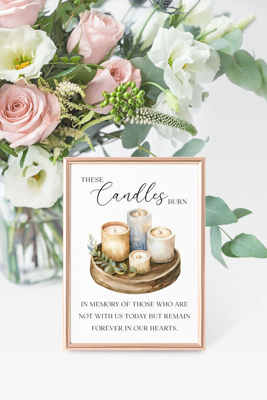 Wedding memorial candles print, In loving memory unframed wall art poster