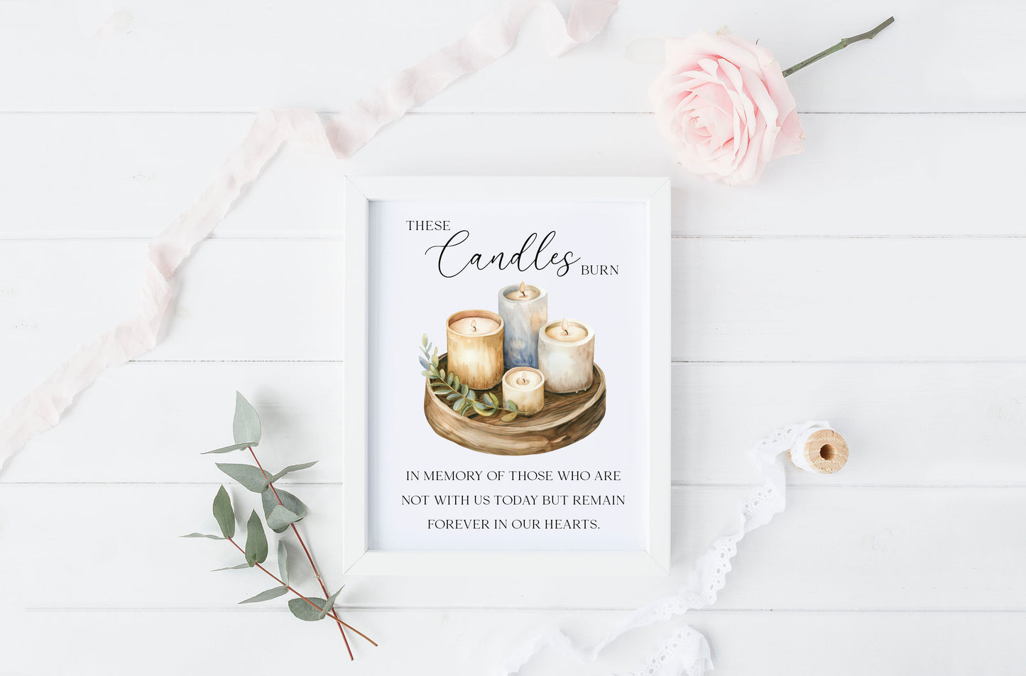 Wedding memorial candles print, In loving memory unframed wall art poster