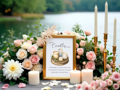 Wedding memorial candles print, In loving memory unframed wall art poster
