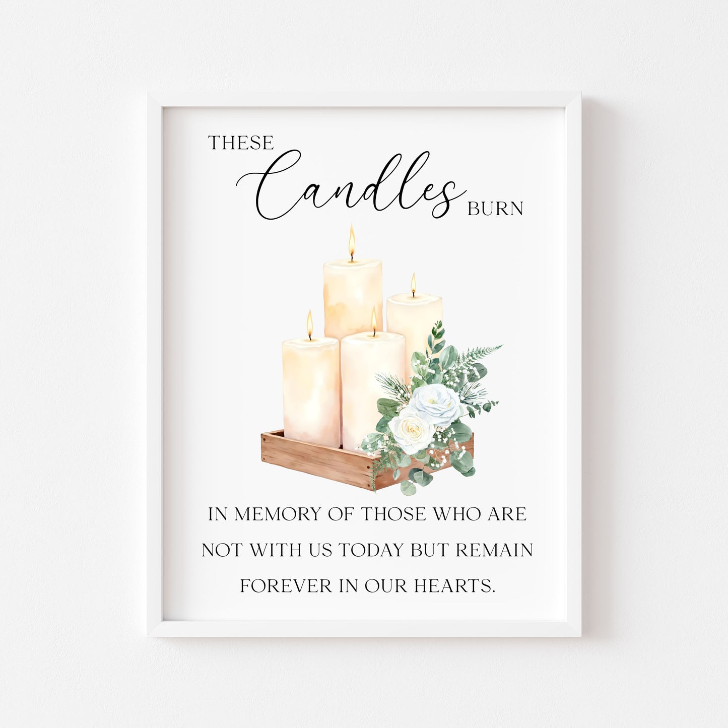 Wedding memorial candles print, In loving memory unframed wall art poster
