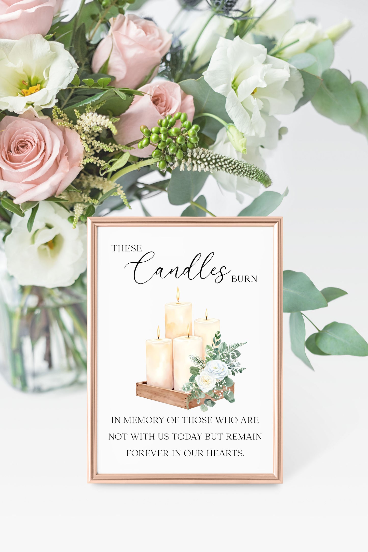 Wedding memorial candles print, In loving memory unframed wall art poster