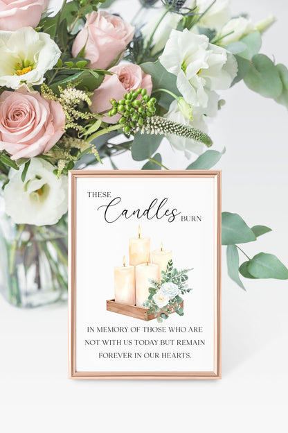 Wedding memorial candles print, In loving memory unframed wall art poster