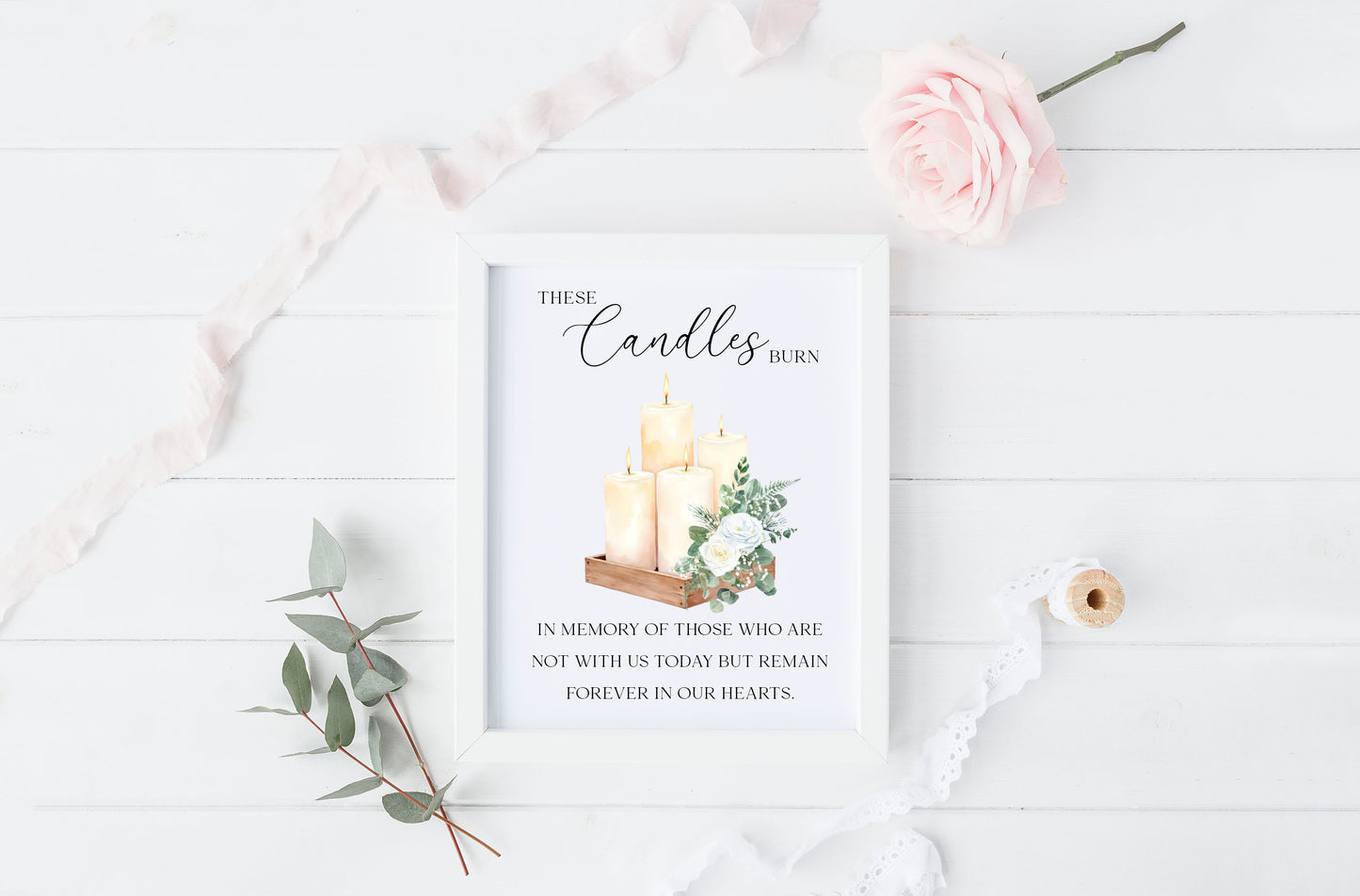 Wedding memorial candles print, In loving memory unframed wall art poster