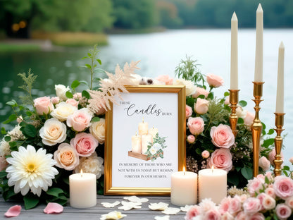 Wedding memorial candles print, In loving memory unframed wall art poster