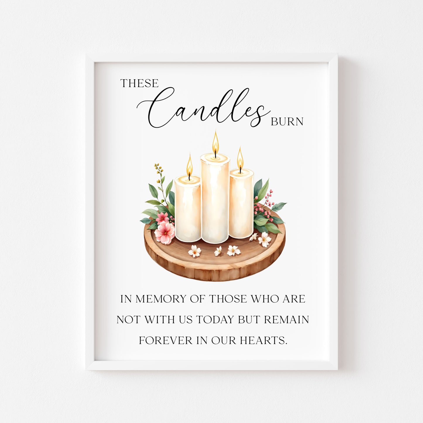 Wedding memorial candles print, In loving memory unframed wall art poster