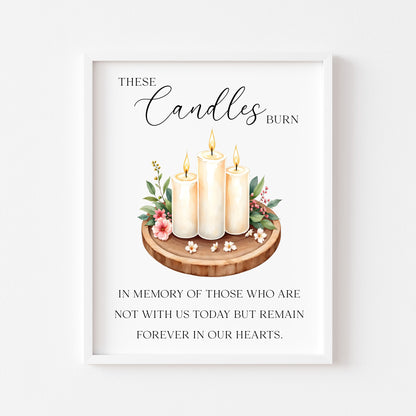 Wedding memorial candles print, In loving memory unframed wall art poster