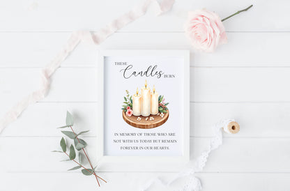Wedding memorial candles print, In loving memory unframed wall art poster