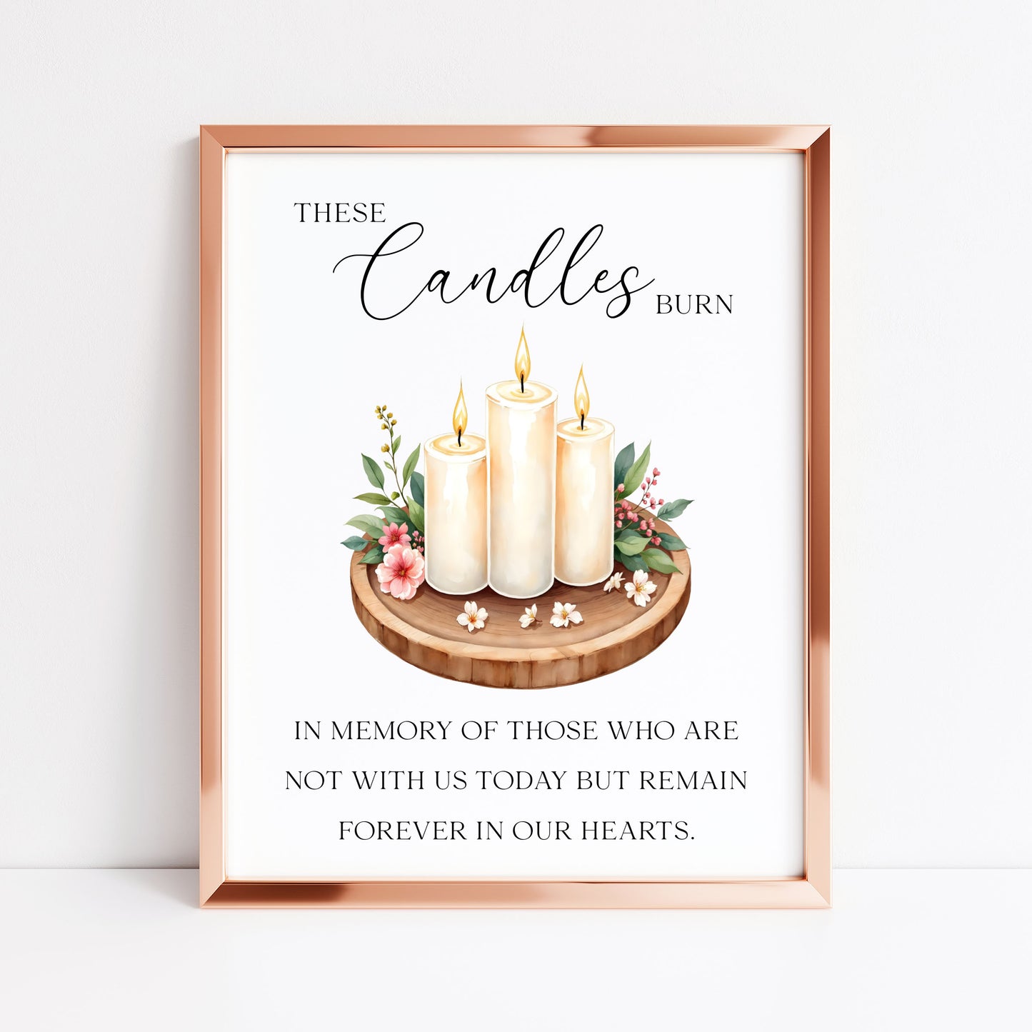 Wedding memorial candles print, In loving memory unframed wall art poster
